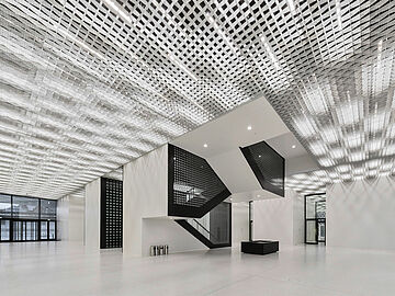 metal ceiling for culture and art-lighting für culture and art-futurium-durlum QUADRA-DECOR single-blade louvre